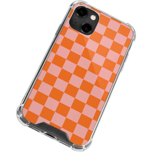Orange Checkered iPhone 14 Clear Case